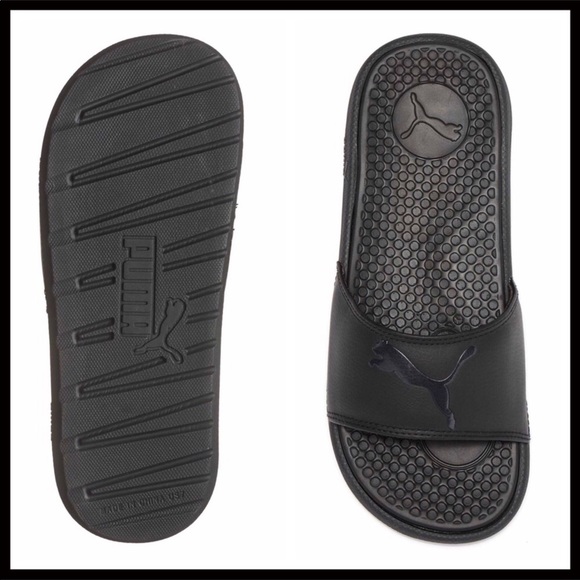 PUMA BLACK SLIDES SANDALS CAT SPORT SLIP ONS A2C - Picture 6 of 8